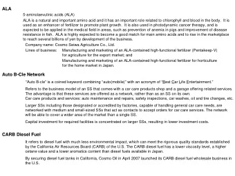 ALA  5-aminolaevulinic acids (ALA)  ALA is a natural and important amino acid and it has an