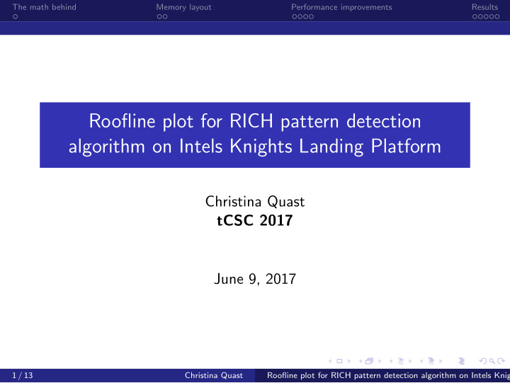 roofline plot for rich pattern detection algorithm on