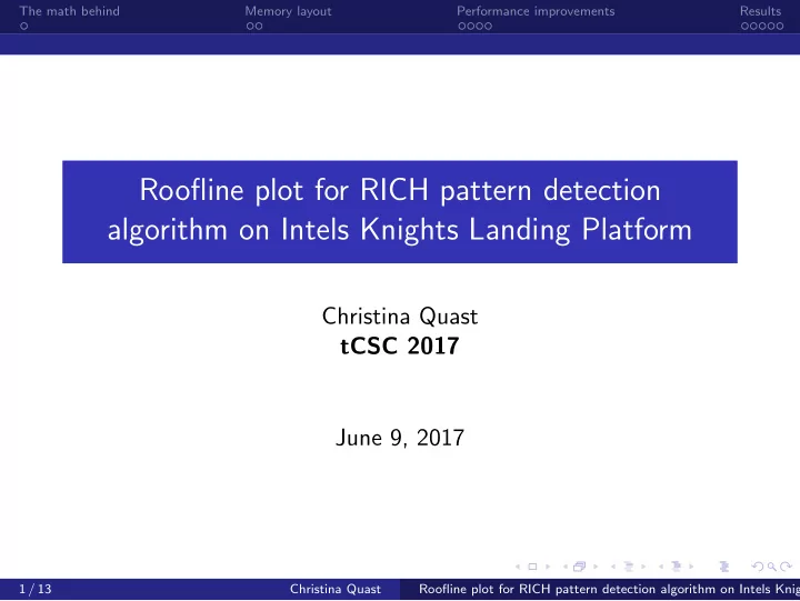 roofline plot for rich pattern detection algorithm on