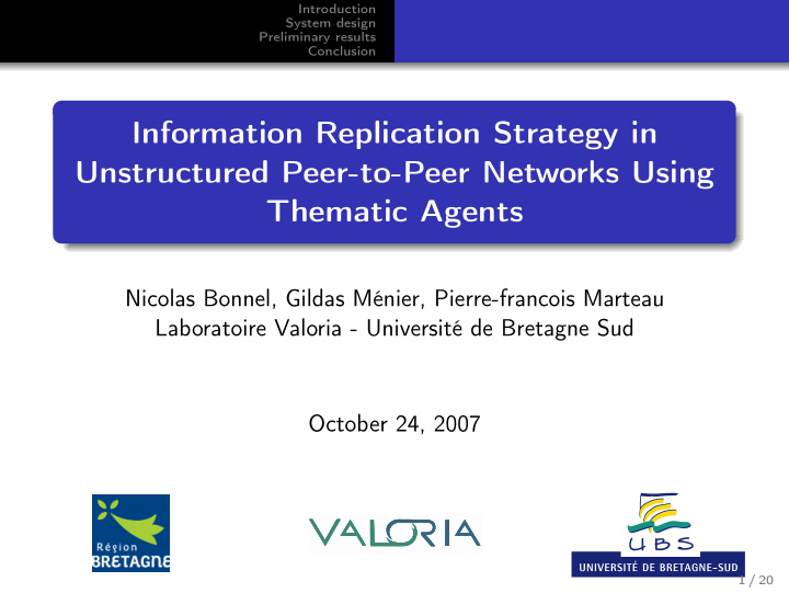 information replication strategy in unstructured peer to