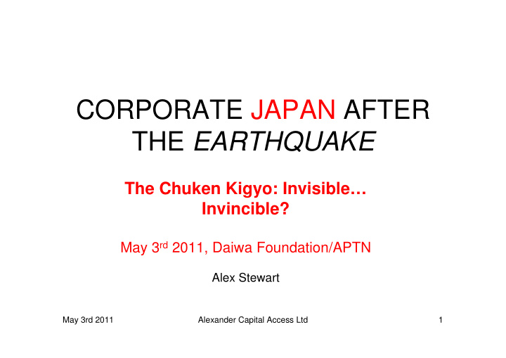 corporate japan after the earthquake