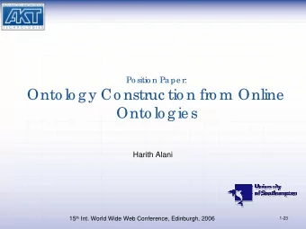 Onto lo gy Co nstruc tio n fro m Online  Onto lo gie s  Harith Alani 15 th Int. World Wide Web