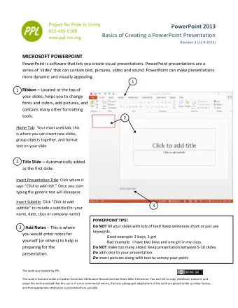 PowerPoint 2013  Basics of Creating a PowerPoint Presentation  Revision 3 (12-9-2013)  MICROSOFT