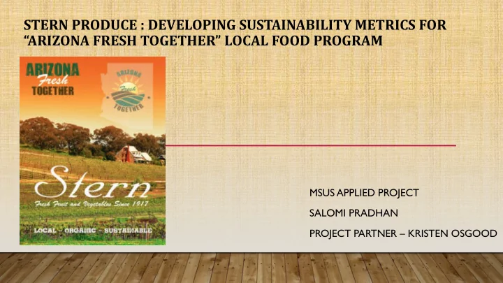 stern produce developing sustainability metrics for