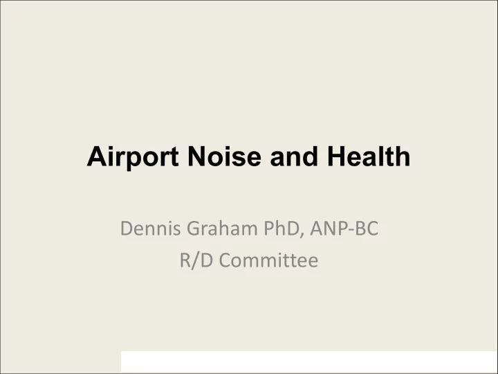 airport noise and health