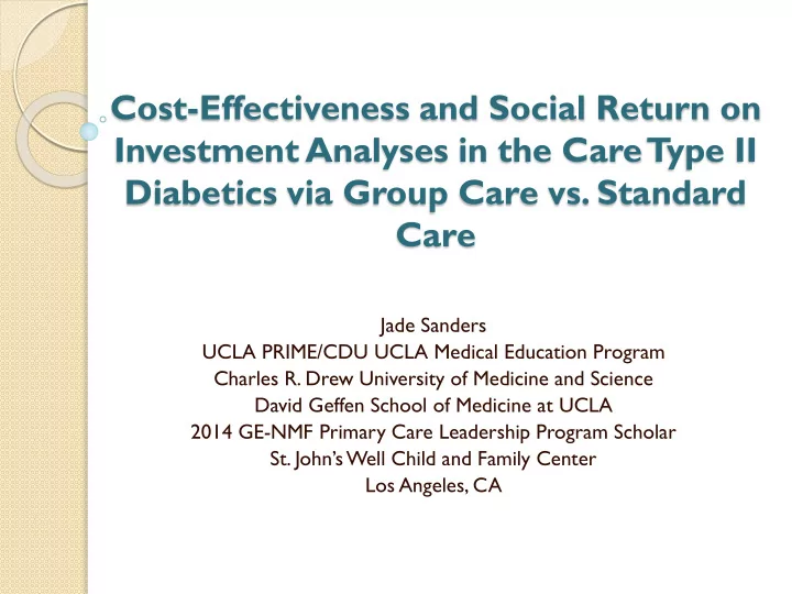 investment analyses in the care type ii