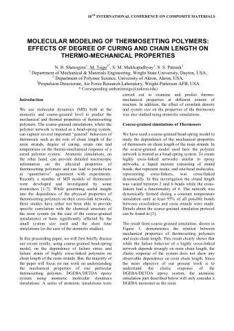 MOLECULAR MODELING OF THERMOSETTING POLYMERS:  EFFECTS OF DEGREE OF CURING AND CHAIN LENGTH ON