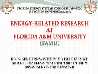 FAMU College of Agriculture and Food Sciences    Bio-Fuels, Dr. Oghenekome Onokpise, USDA  FAMU