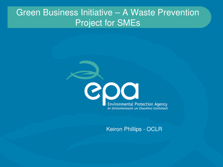 green business initiative a waste prevention project for