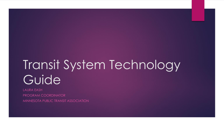 transit system technology guide