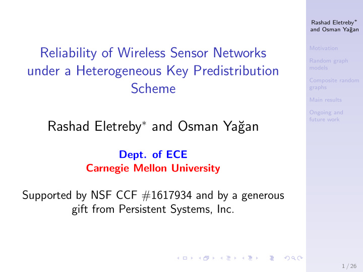 reliability of wireless sensor networks