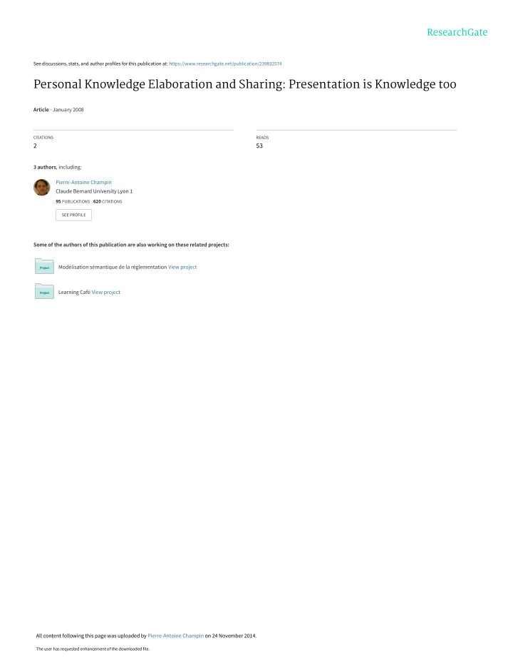 personal knowledge elaboration and sharing presentation