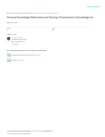 Personal Knowledge Elaboration and Sharing: Presentation is Knowledge too Article  January 2008