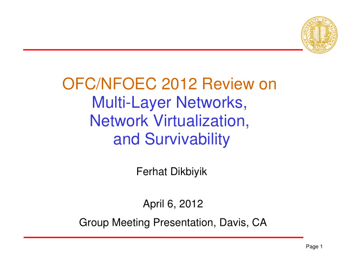 ofc nfoec 2012 review on multi layer networks network