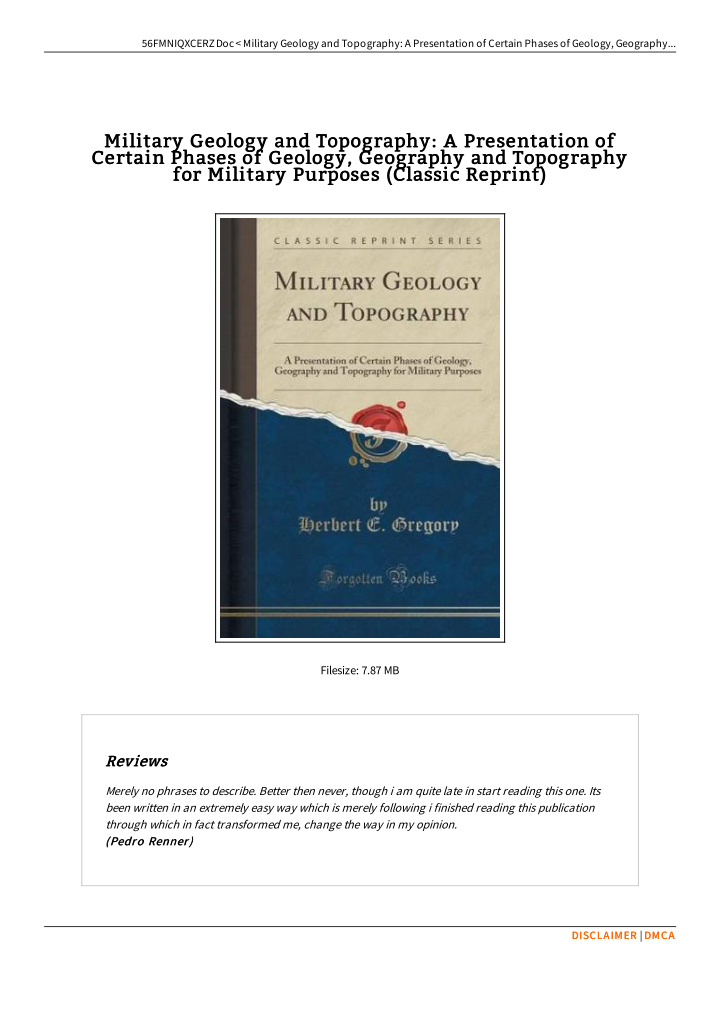 military geology and topography a presentation of