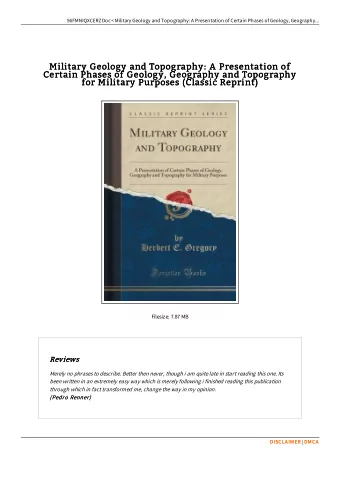 Military Geology and Topography: A Presentation of  Military Geology and Topography: A Presentation