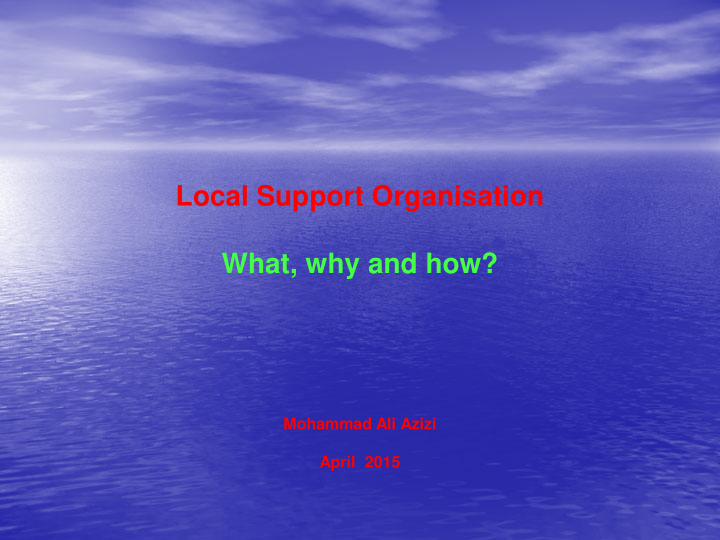 local support organisation what why and how