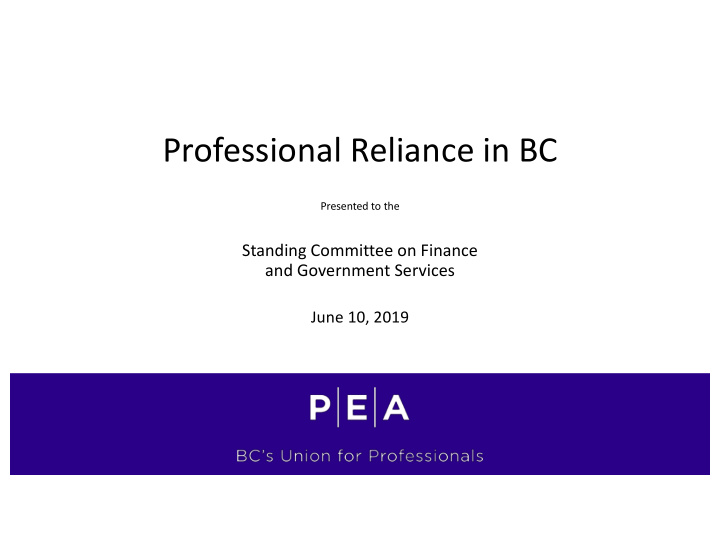 professional reliance in bc