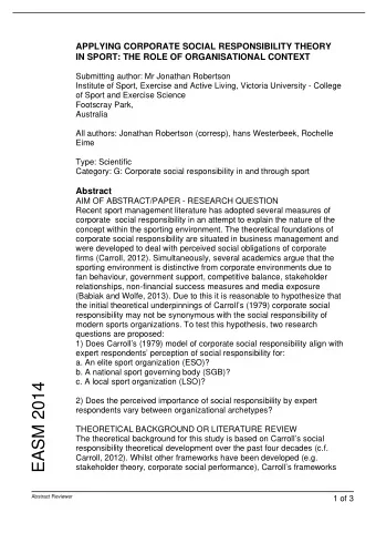 EASM 2014    2)Does the perceived importance of social responsibility by expert  respondents
