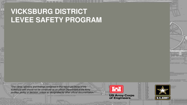 vicksburg district levee safety program