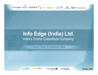 1  1  May, 2009  October, 2009  Safe harbor  Statements contained in this presentation concerning