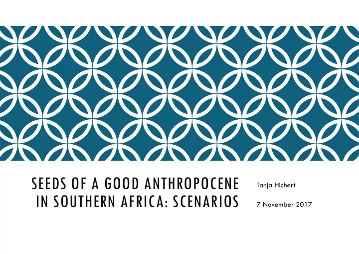 seeds of a good anthropocene