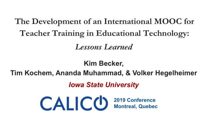 the development of an international mooc for teacher