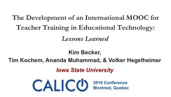 The Development of an International MOOC for  Teacher Training in Educational Technology:  Lessons
