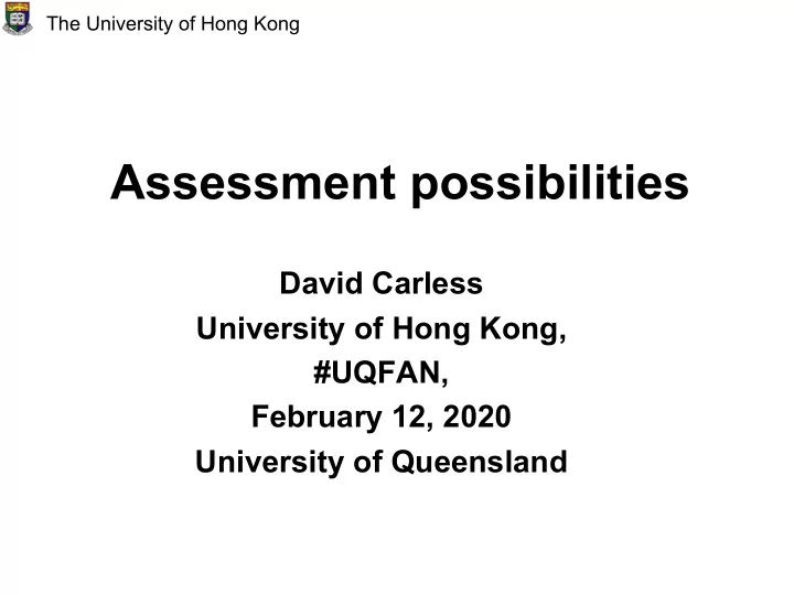 assessment possibilities