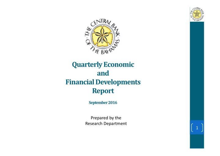 quarterly economic and financial developments report