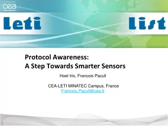 A Step Towards Smarter Sensors  Hoel Iris, Francois Pacull  CEA-LETI MINATEC Campus, France