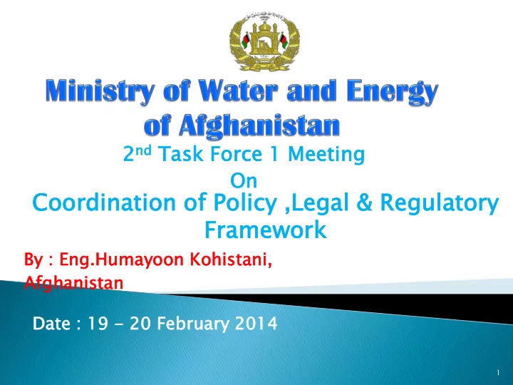 coor oordination dination of f policy licy l lega gal l r