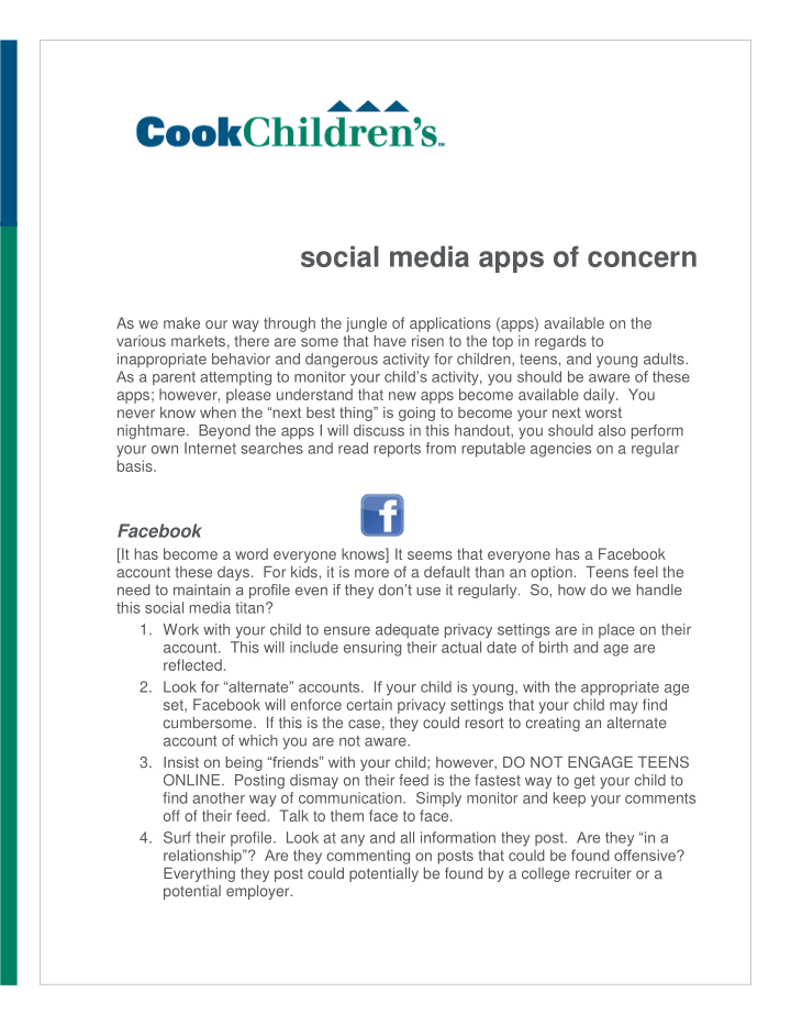 social media apps of concern