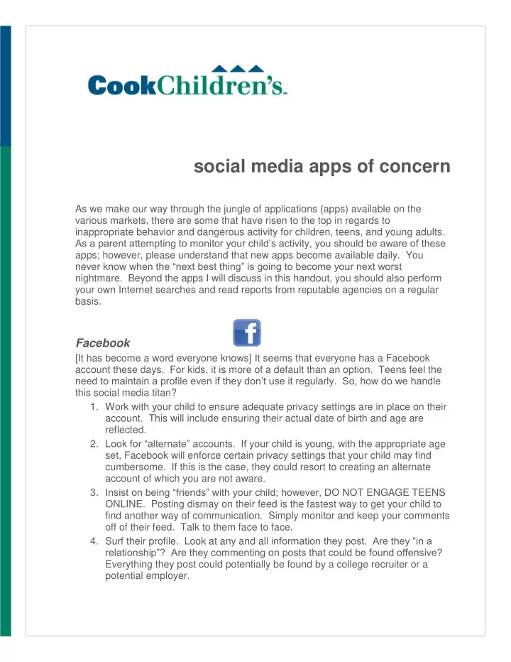 social media apps of concern