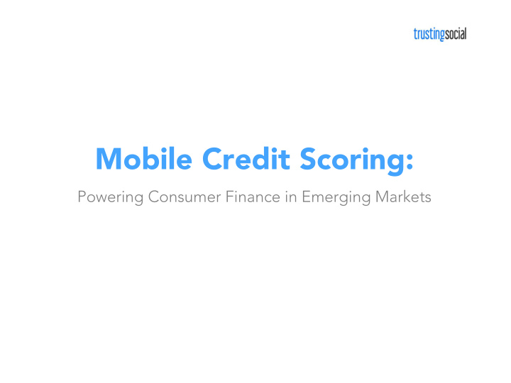 mobile credit scoring