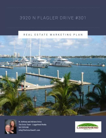 3920 N FLAGLER DRIVE #301  R E A L  E S T A T E  M A R K E T I N G  P L A N  Dr. Anthony and