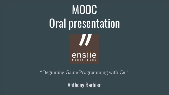 mooc oral presentation