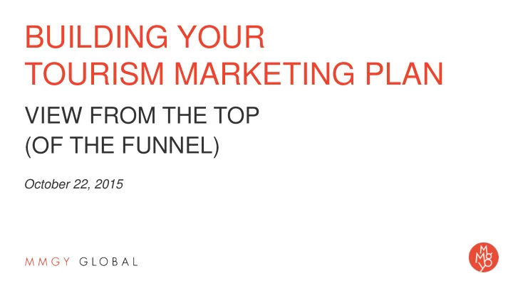 building your tourism marketing plan