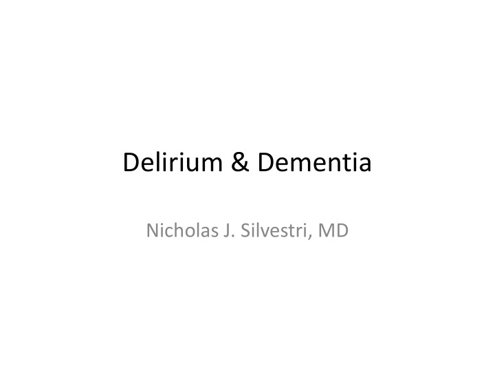 delirium amp dementia