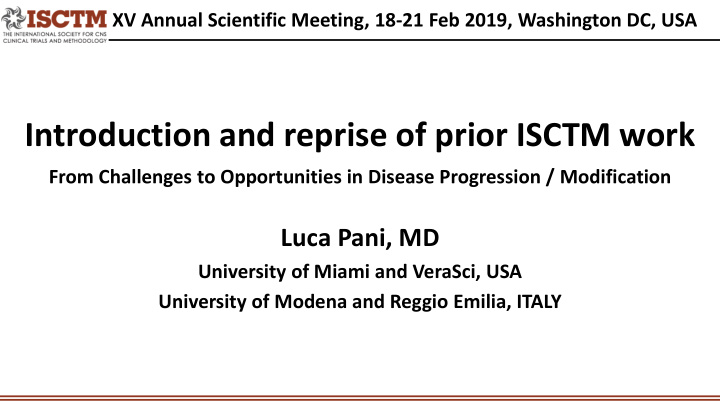 introduction and reprise of prior isctm work