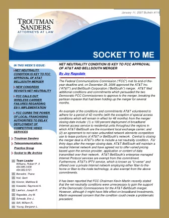 NET NEUTRALITY CONDITION IS KEY TO FCC APPROVAL  IN THIS WEEK'S ISSUE:  OF AT&amp;T AND BELLSOUTH