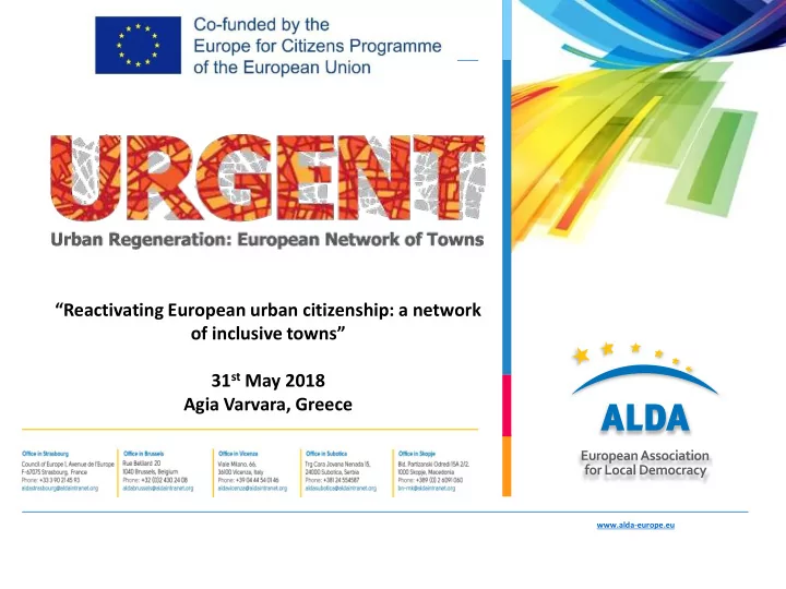 reactivating european urban citizenship a network of