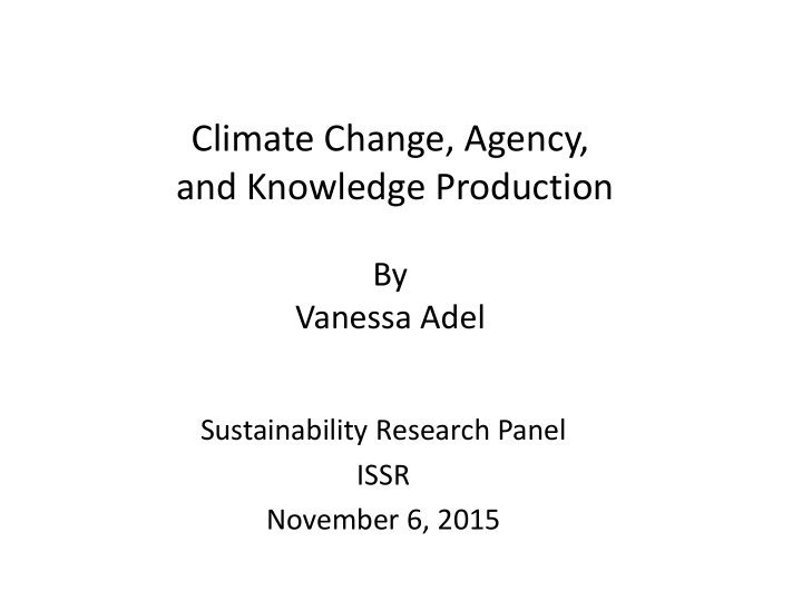 climate change agency and knowledge production