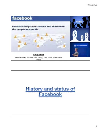 7/15/2015 Group Seven Xia Shanshan, Michael (Shu Yeung) Lam, Kunni, &amp; Nicholas  Dube  1