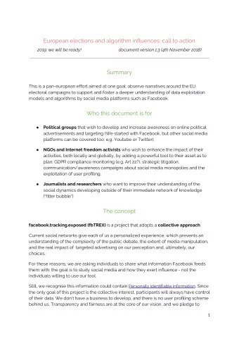 European elections and algorithm influences: call to action  2019: we will be ready!