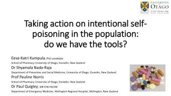 poisoning in  in the population:  do we have the tools? Eeva-Katri Kumpula , PhD candidate  School