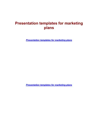 Presentation templates for marketing  plans  Presentation templates for marketing plans  Mu
