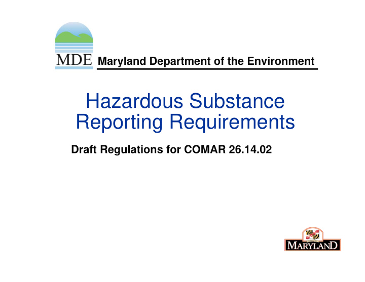 hazardous substance reporting requirements