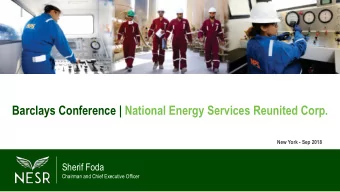 Barclays Conference | National Energy Services Reunited Corp.  New York - Sep 2018  Sherif Foda