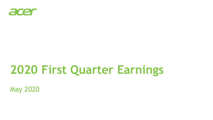 2020 first quarter earnings